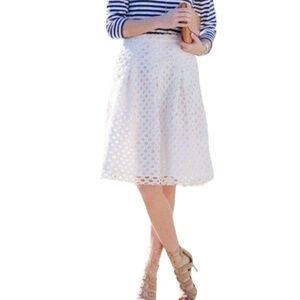 J. McLaughlin Skirt NWT Adele Cotton Eyelet Soft White Fully Lined Size 10